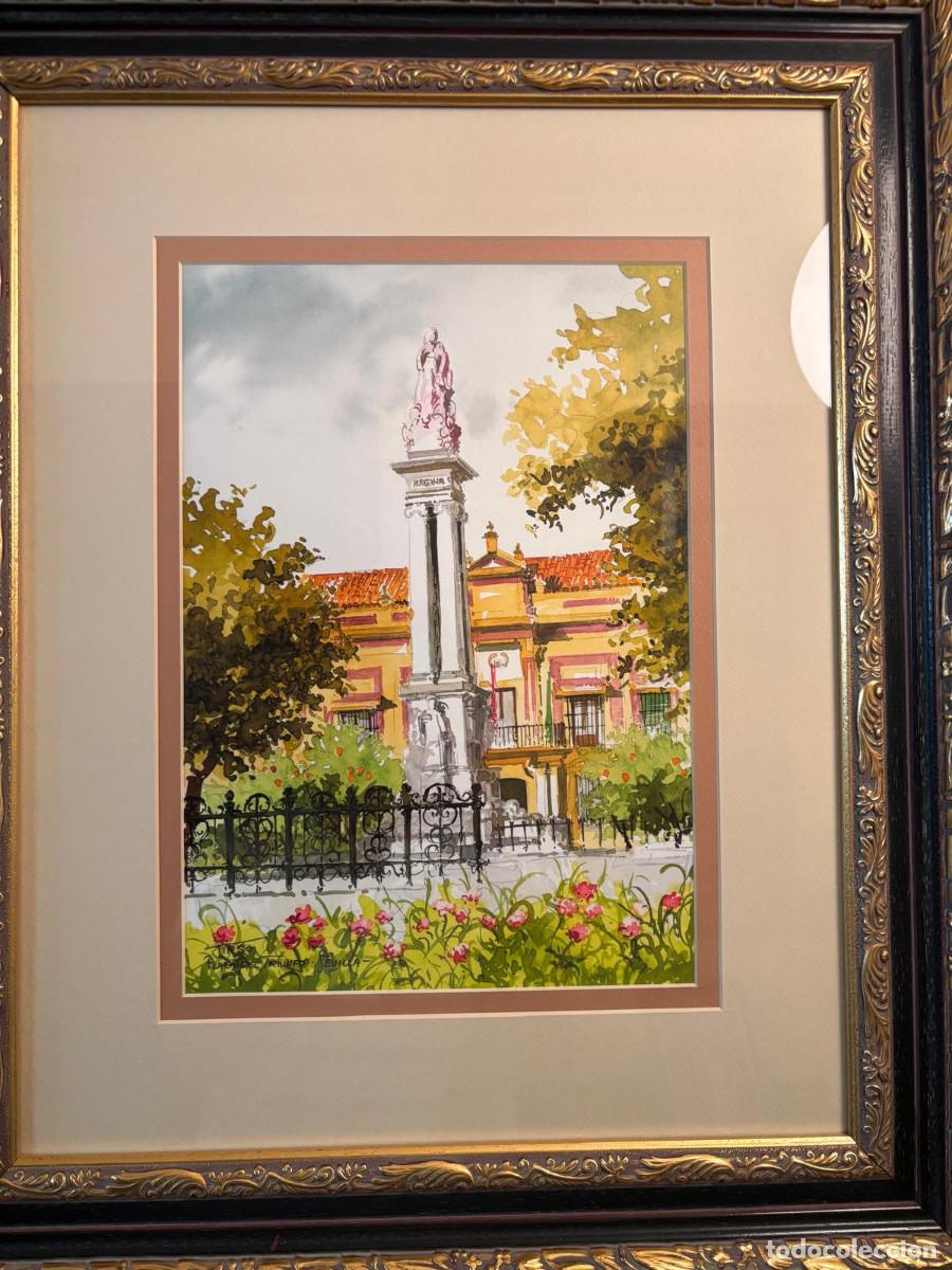 Arte: Acuarela de la Plaza del Triunfo de Sevilla de Tirso