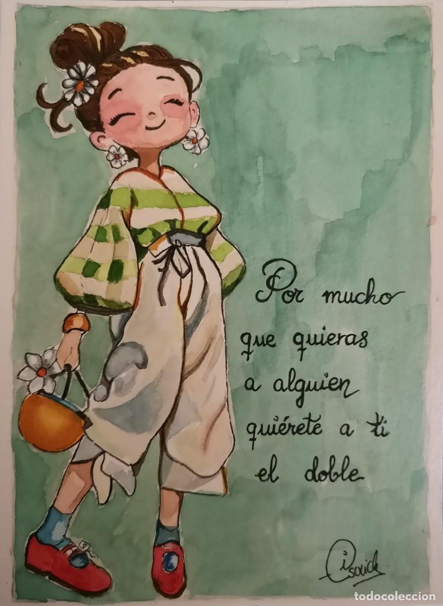 Kunst: Por mucho que quieras a alguien, qui&eacute;rete a ti el doble-Acuarela pintada por Inma Escrich