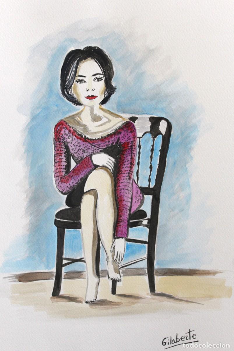 Arte: Modelo sentada obra de Mercedes Gilaberte