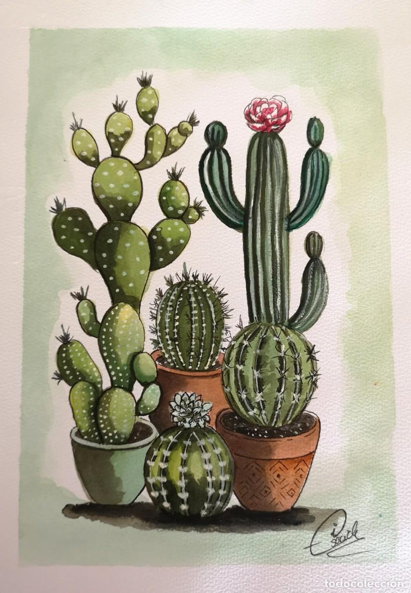 Arte: Cactus-Acuarela pintada por Inma Escrich