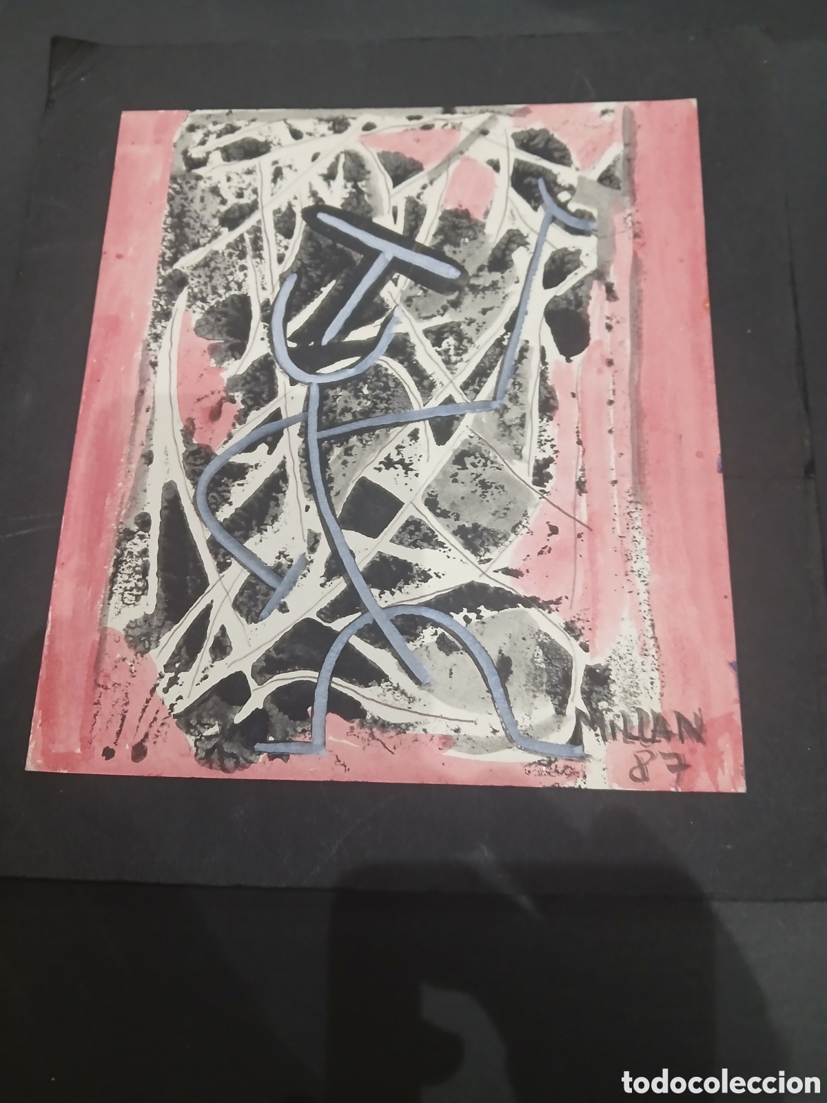 Arte: Dibujo acurela firmado millan 87