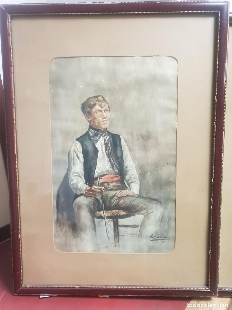 Arte: Acuarela costumbrista 1910 firmada encarna. Seguramente encarnaci&oacute;n bustillo salomon