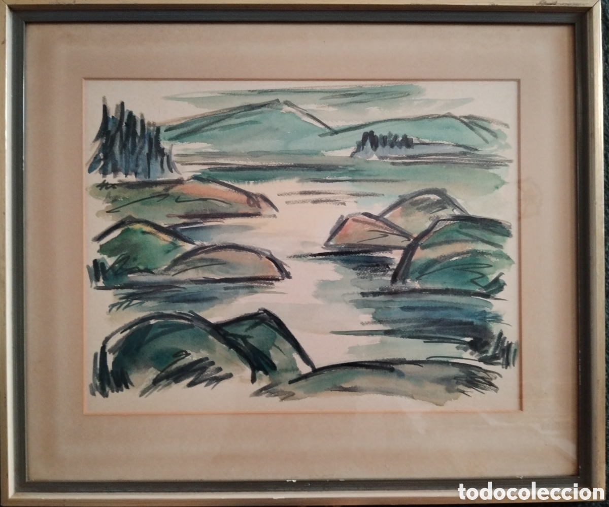 Arte: Importante obra expresionista. Acuarela o gouache sobre cart&oacute;n.