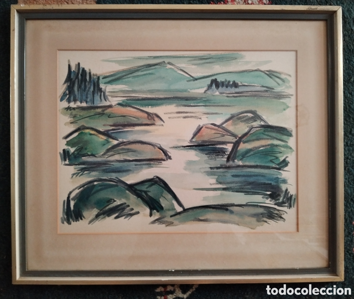Arte: Importante obra expresionista. Acuarela o gouache sobre cart&oacute;n.