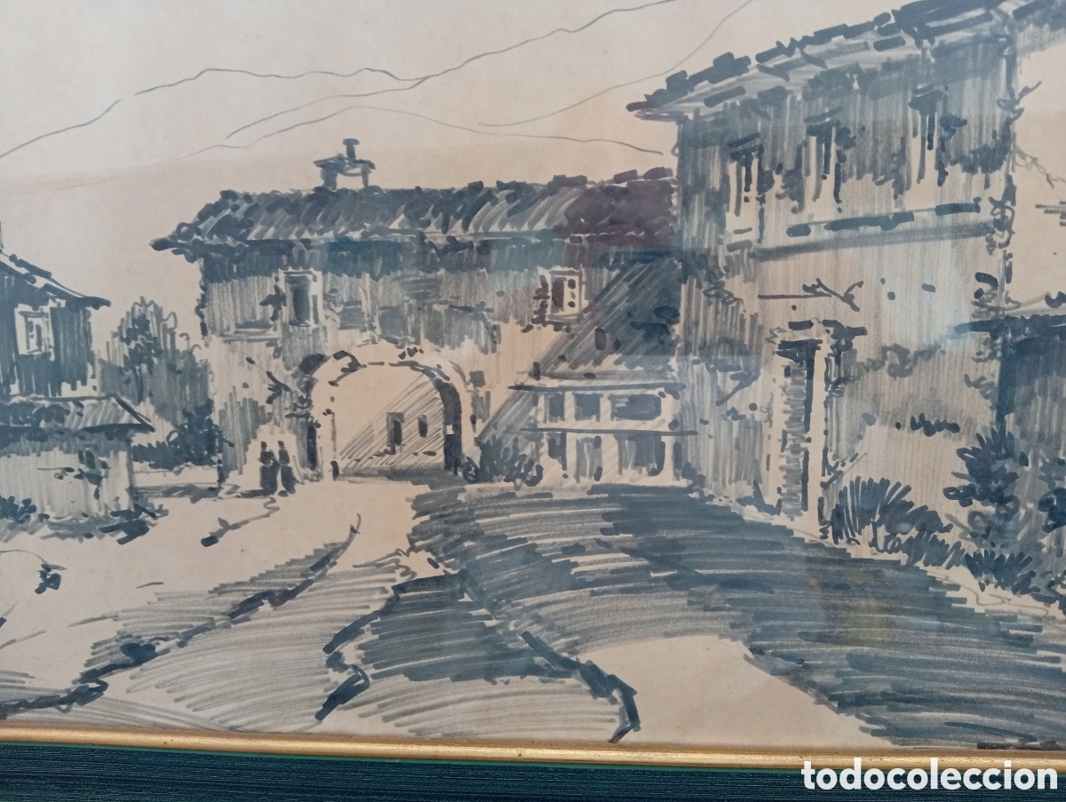Arte: Pintura gallega preciosa obra t&eacute;cnica mixta tintas del gran Emilio Javier Varela Guillot