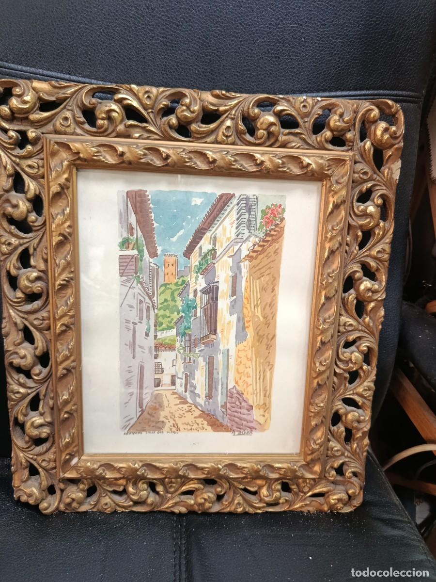 Arte: Cuadro a&ntilde;os 50. Calle del Vidrio.Granada. M Osuna