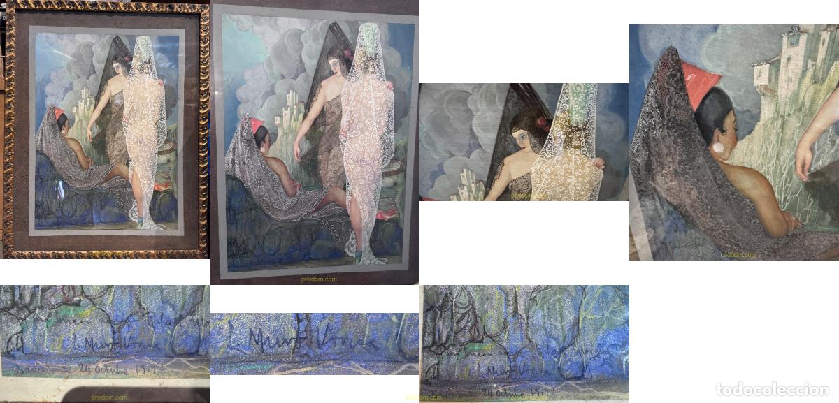 Arte: ILUSTRACION ESCENA COSTUMBRISTA ESTILIZADA. 1919 aparentemente.
