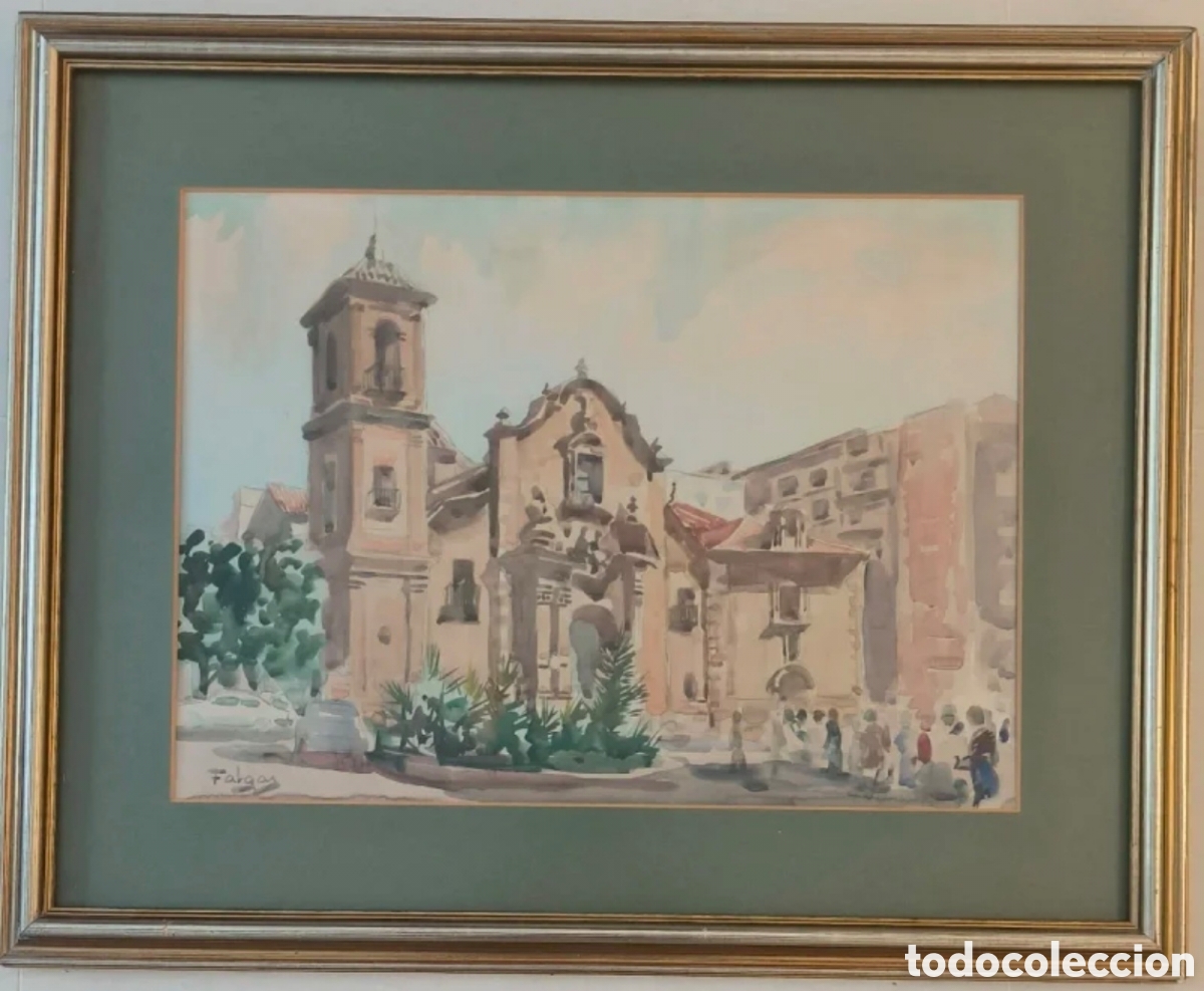 Arte: Acuarela Original Falgas &ndash; Iglesia San Nicol&aacute;s (Murcia)