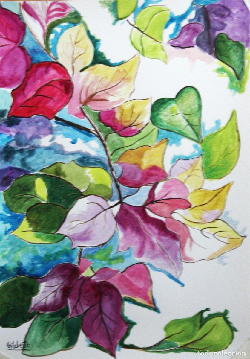 Arte: Hojas en colores obra de Mercedes Gilaberte