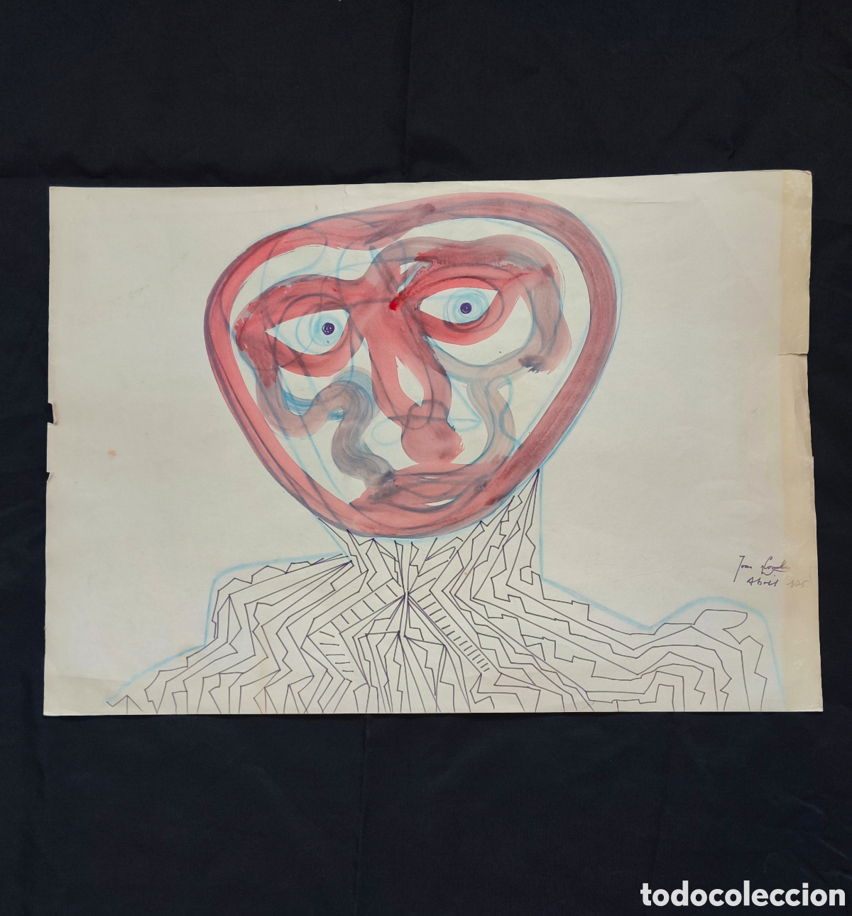 Arte: JOAN COMELLAS &ndash; &ldquo;CARA DUBITATIVA&rdquo; &ndash; ACUARELA Y TINTA SOBRE PAPEL &ndash; 1975 &ndash; 60 x 50 CM