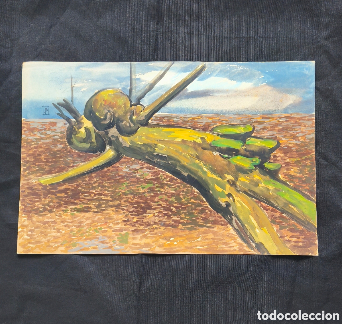 Arte: JOAN COMELLAS &ndash; &Aacute;RBOL CA&Iacute;DO &ndash; ACUARELA SOBRE PAPEL &ndash; 49 x 32 CM &ndash; ARTE CATAL&Aacute;N