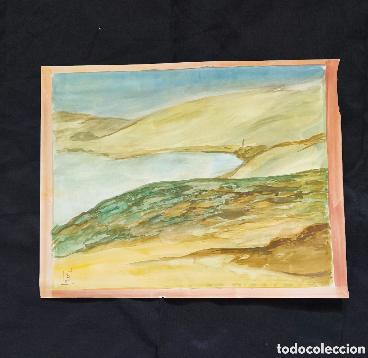 Arte: JOAN COMELLAS &ndash; PAISAJE CON LAGO &ndash; ACUARELA SOBRE PAPEL &ndash; 42 x 33 CM &ndash; OBRA ORIGINAL