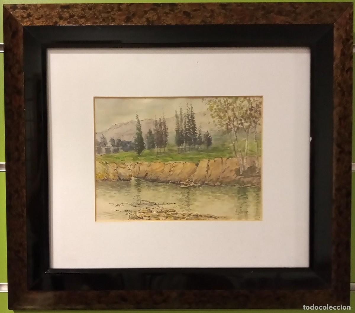 Arte: ACUARELA ORIGINAL PAISAJE FLUVIAL FIRMADA A.SOLER