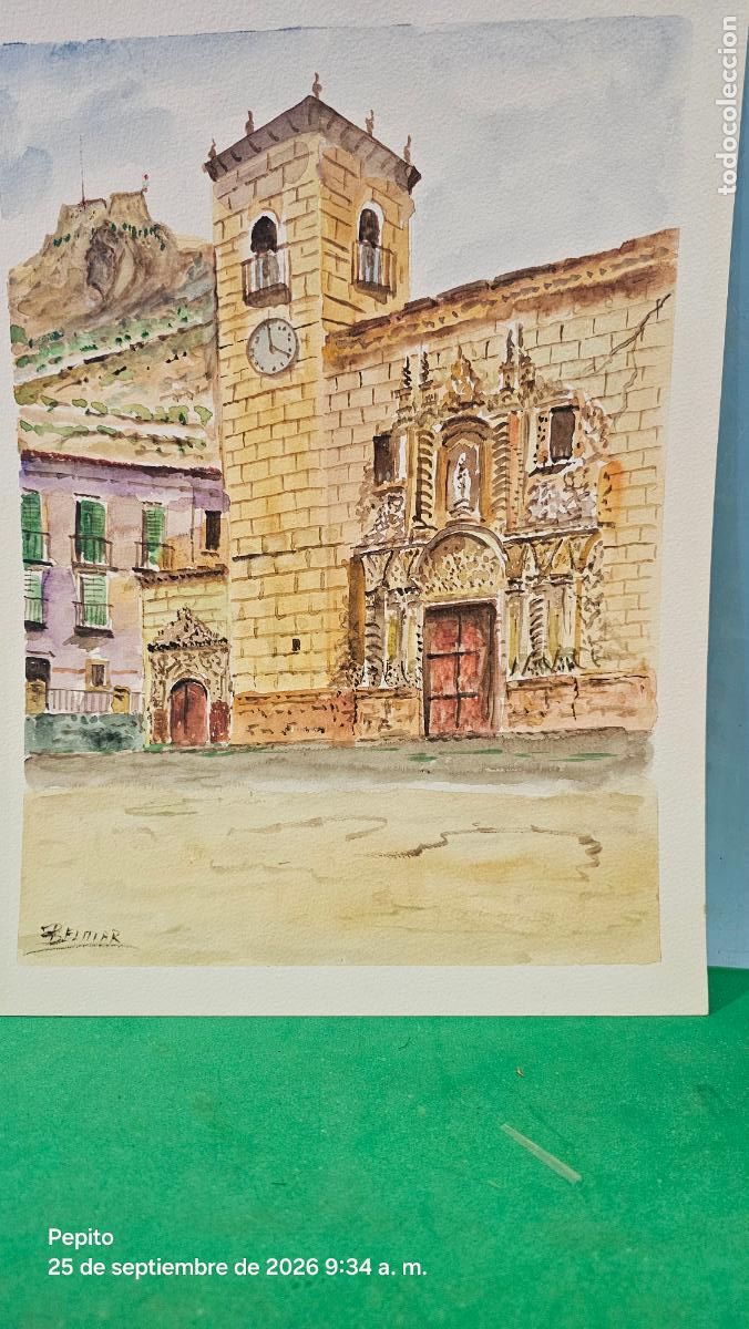 Arte: ACUARELA ORIGINAL IGLESIA DE SANTA MARIA-PINTOR BELMAR
