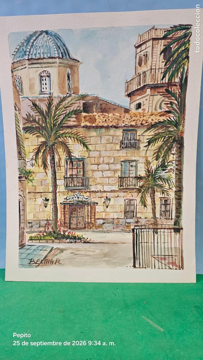Arte: ACUARELA ORIGINAL PLAZA DE LA SANTA FAZ-PINTOR BELMAR