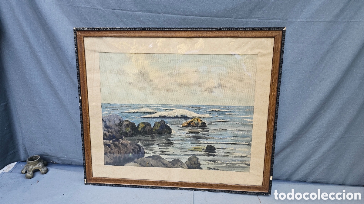 Arte: Acuarela del famoso pintor canario Juan Toral ( Bajamar ) 1956