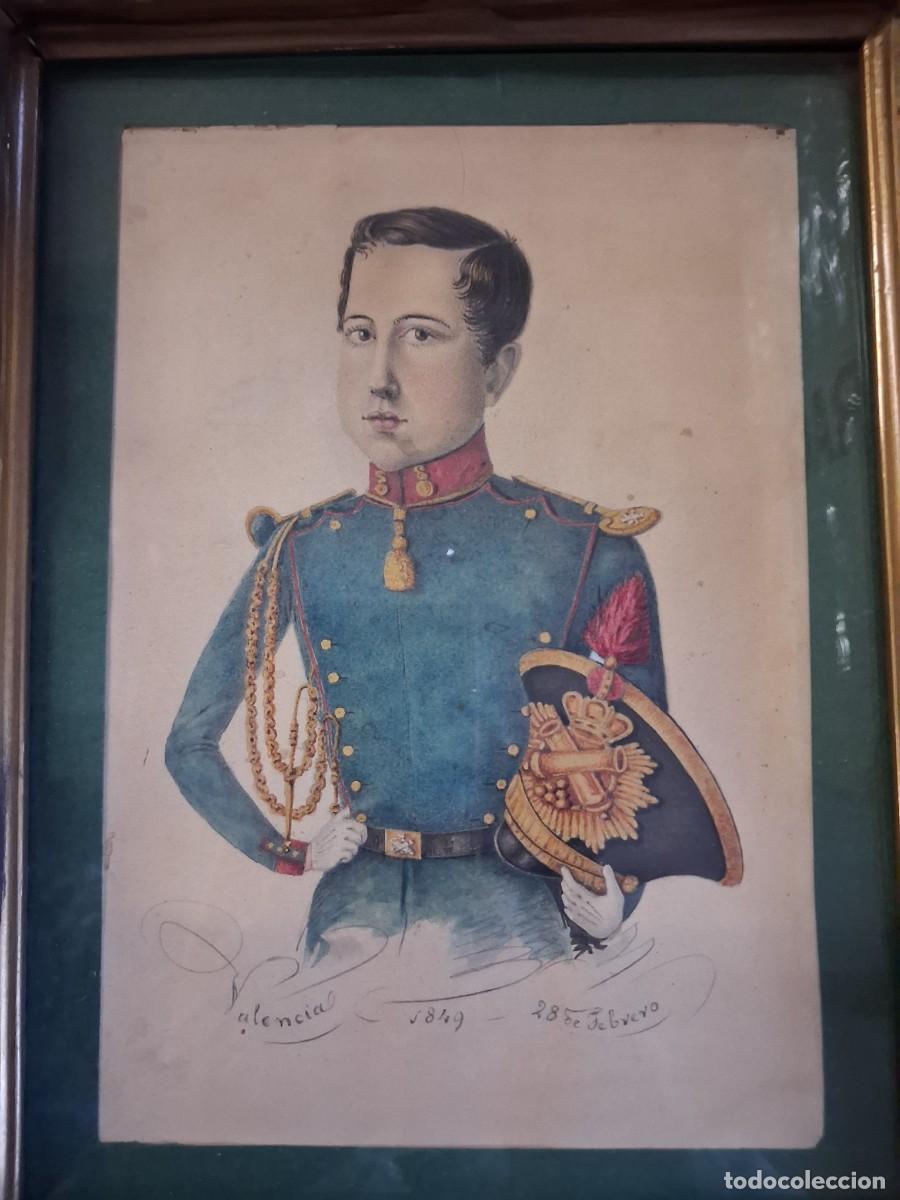 Arte: Retrato de militar S.XIX acuarela