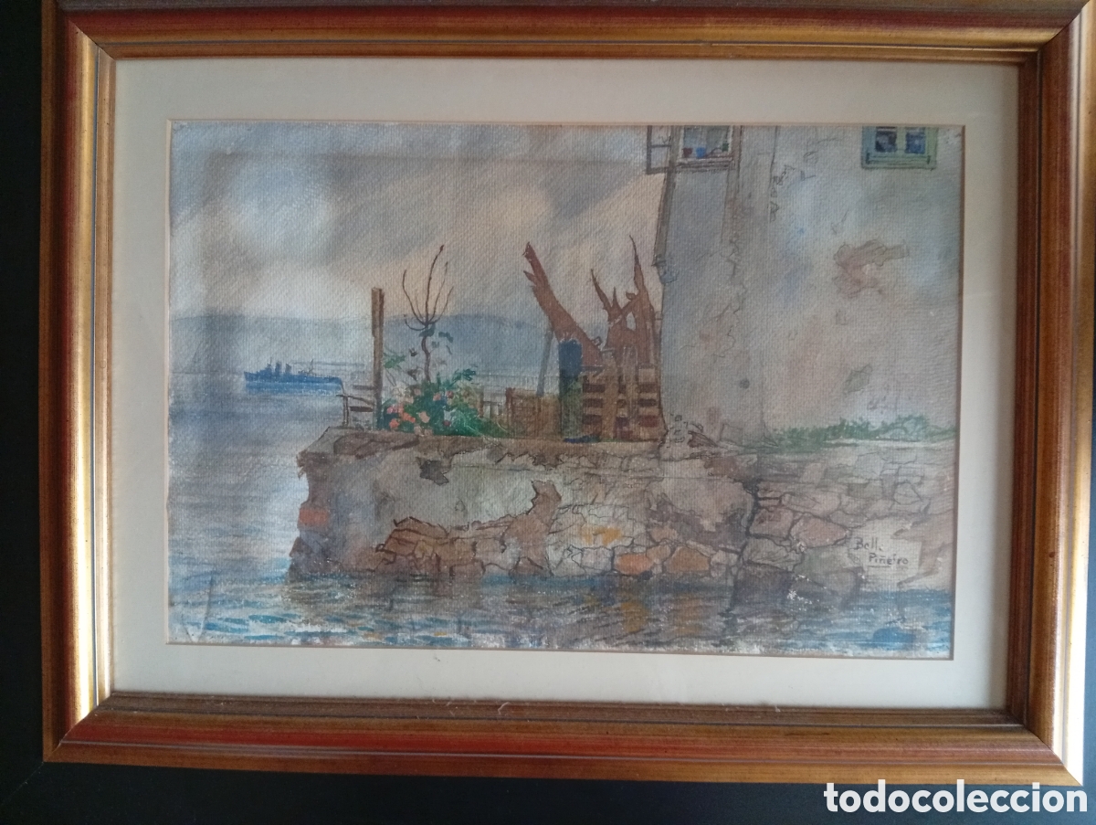 Arte: Pintura gallega preciosa acuarela del gran Felipe Bello Pi&ntilde;eiro (Mugardos , A Coru&ntilde;a 1886-1952)