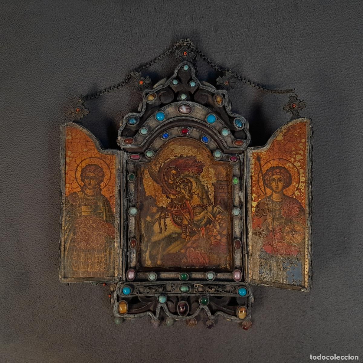 Arte: ICONO D&Iacute;PTICO. METAL, ESMALTES Y PIEDRAS SEMIPRECIOSAS. SIGLO XIX