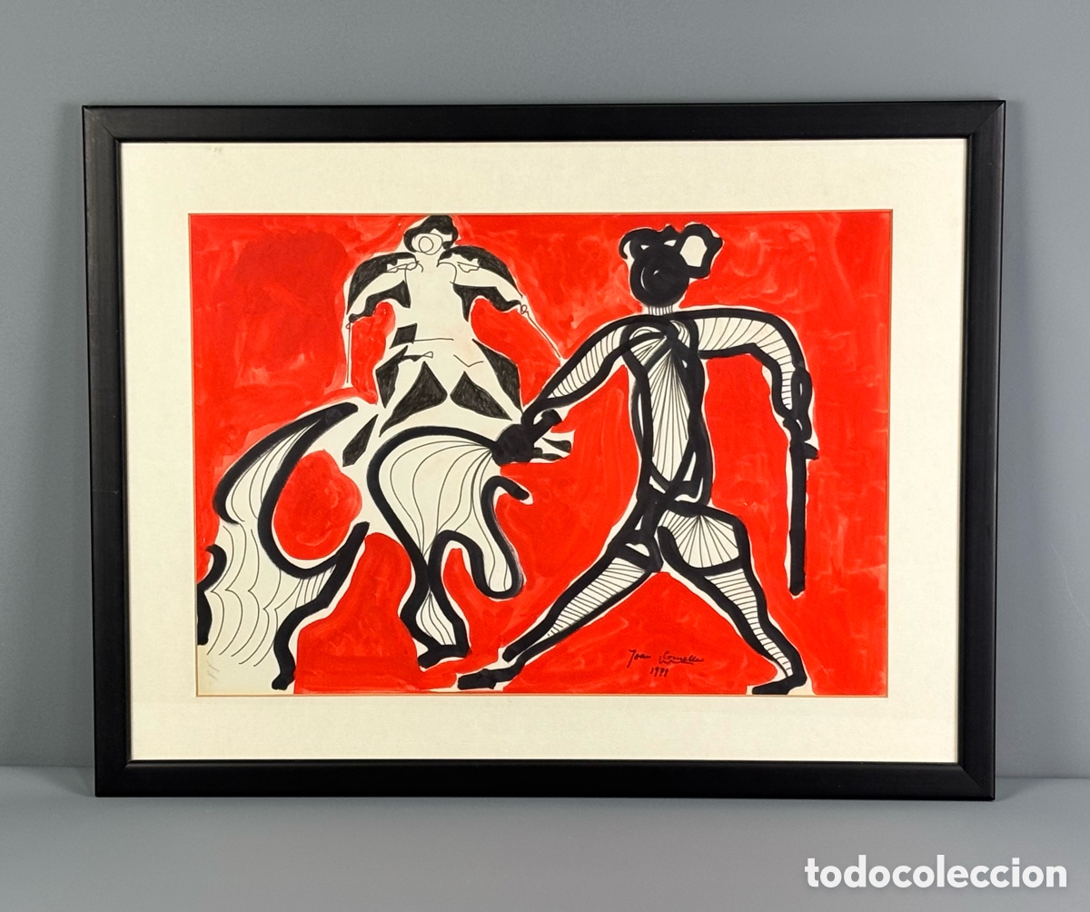 Arte: JOAN COMELLAS MARISTANY - ESCENA TAURINA - A&Ntilde;O 1971 - T&Eacute;CNICA MIXTA