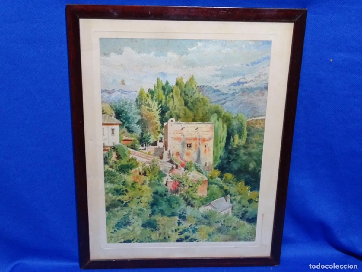 Arte: ACUARELA BUENAVENTURA POLLES I VIVO (VILANOVA 1956-SEVILLA 1916). LA ALHAMBRA DE GRANADA 1903.