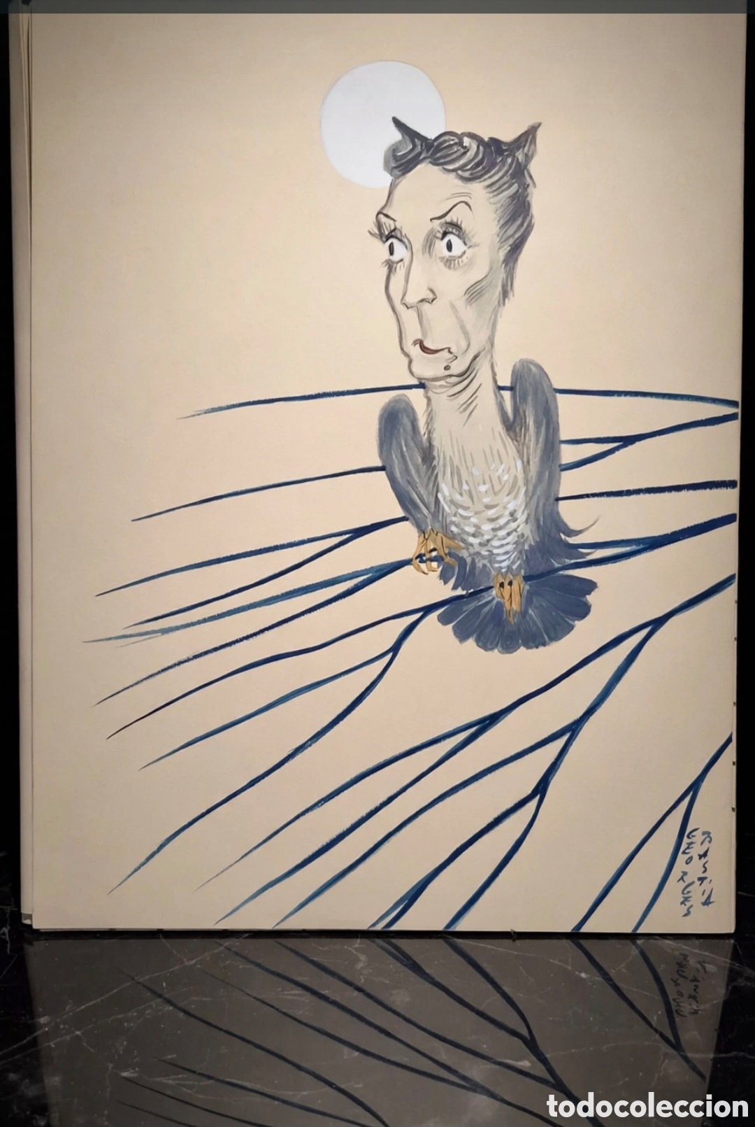 Arte: Acuarela firmada por Georges Bastia ( 1904-1980 ) caricatura de Jean-Louis Barrault