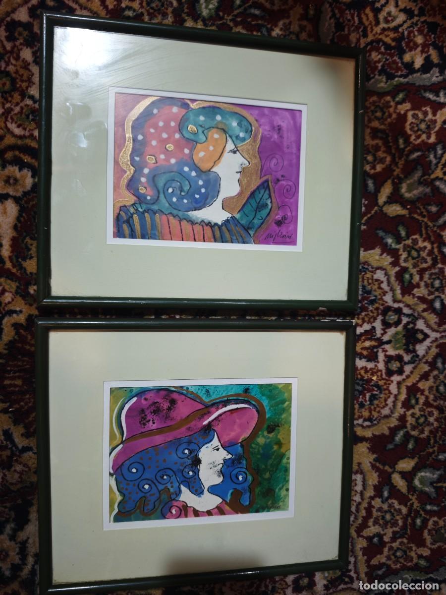 Arte: Pareja de Acr&iacute;licos Originales de Ricardo Migliorisi &ndash; Serie Damas del Cabaret Teatral y Surrealismo