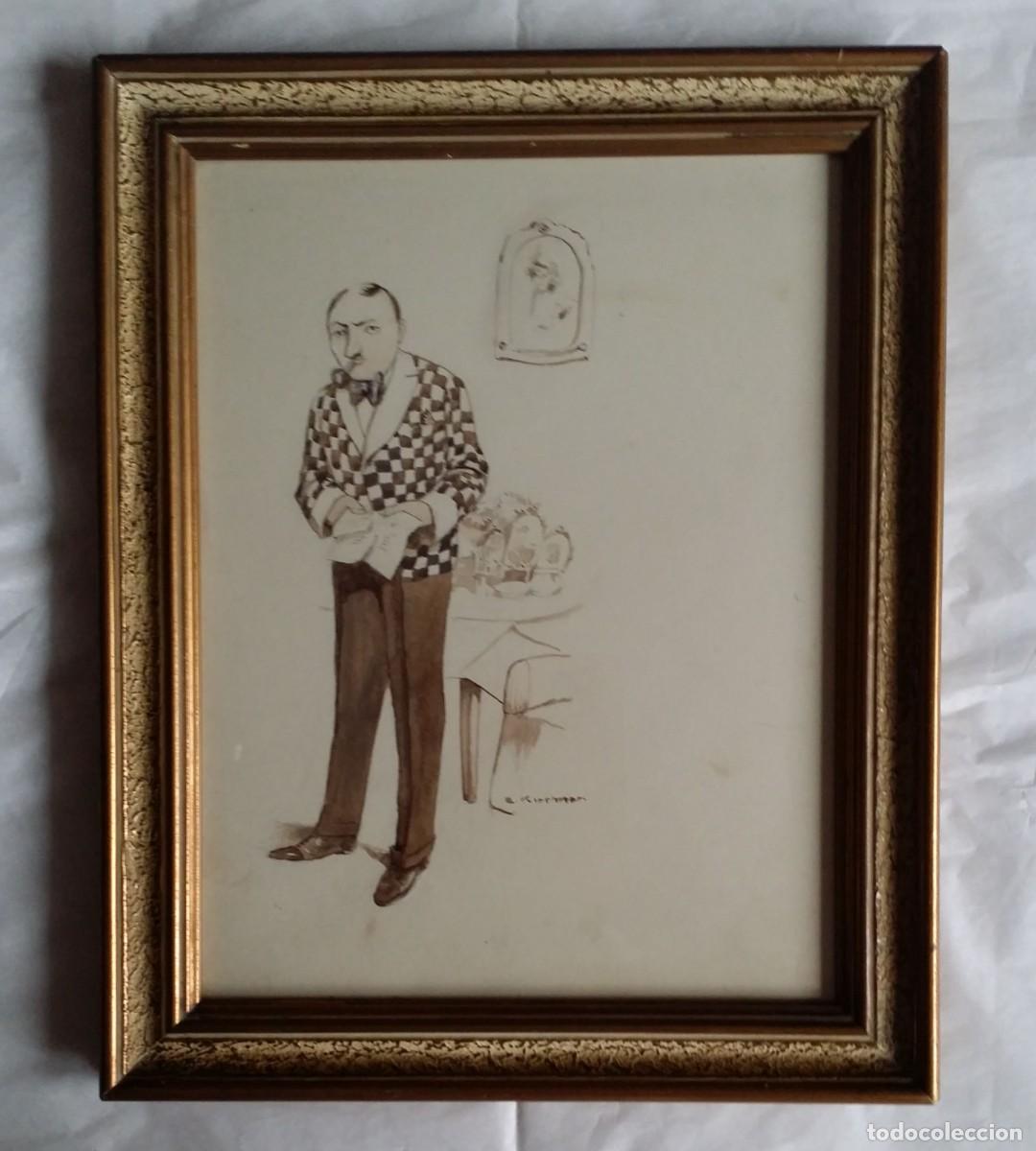 Arte: Eugene KIRCHNER (1865 &ndash; 1938). Dandy, acuarela de 1930, firmada a mano.