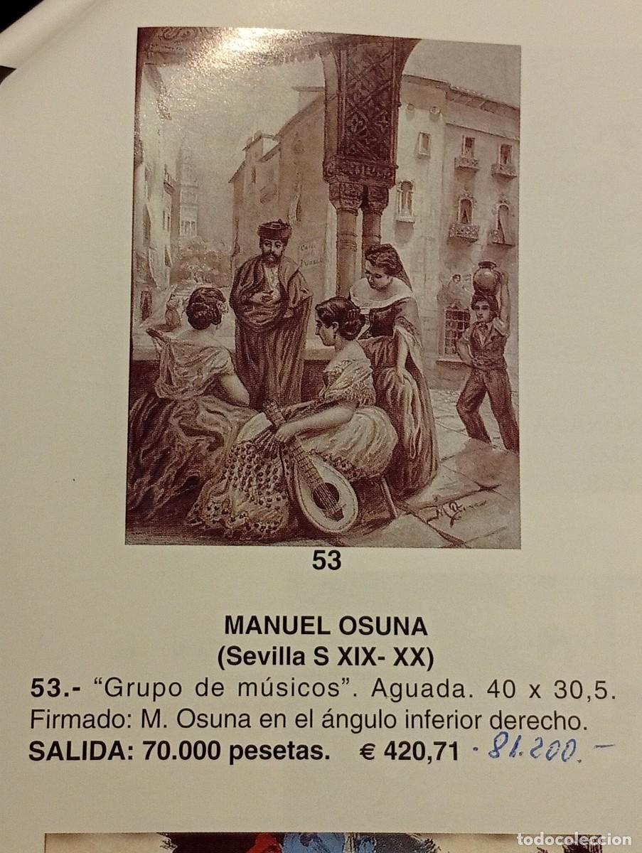 Arte: Manuel Osuna &rdquo;Grupo de m&uacute;sicos&rdquo; Aguada 40 x 31 cm
