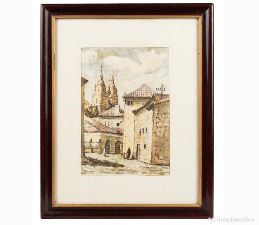 Arte: Acuarela Salamanca Clerec&iacute;a 1953 Vintage