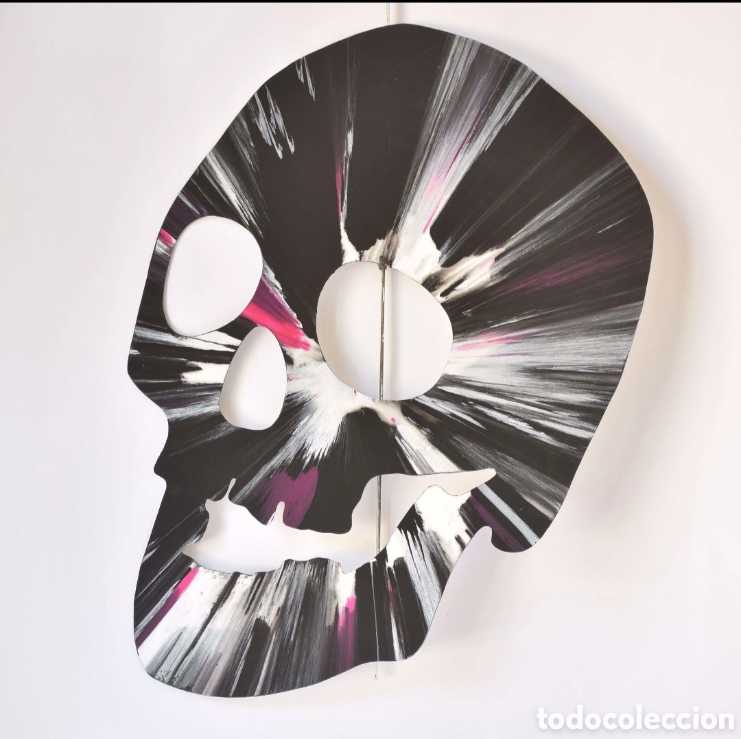 Arte: Damien HIRST (1965), &laquo;Spin Skull&raquo; Spin Painting, acr&iacute;lico sobre papel con forma de calavera Sello