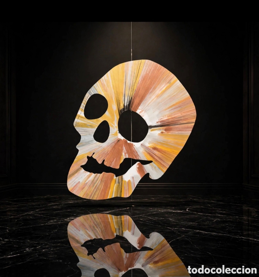 Arte: Damien HIRST (1965), &laquo;Spin Skull&raquo; Spin Painting, acr&iacute;lico sobre papel con forma de calavera Sello