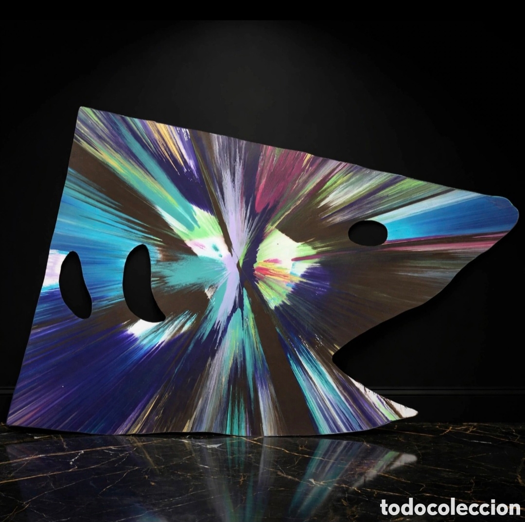 Arte: Damien HIRST (1965), &laquo;Spin Shark&raquo; Spin Painting, acr&iacute;lico sobre papel con forma de calavera Sello