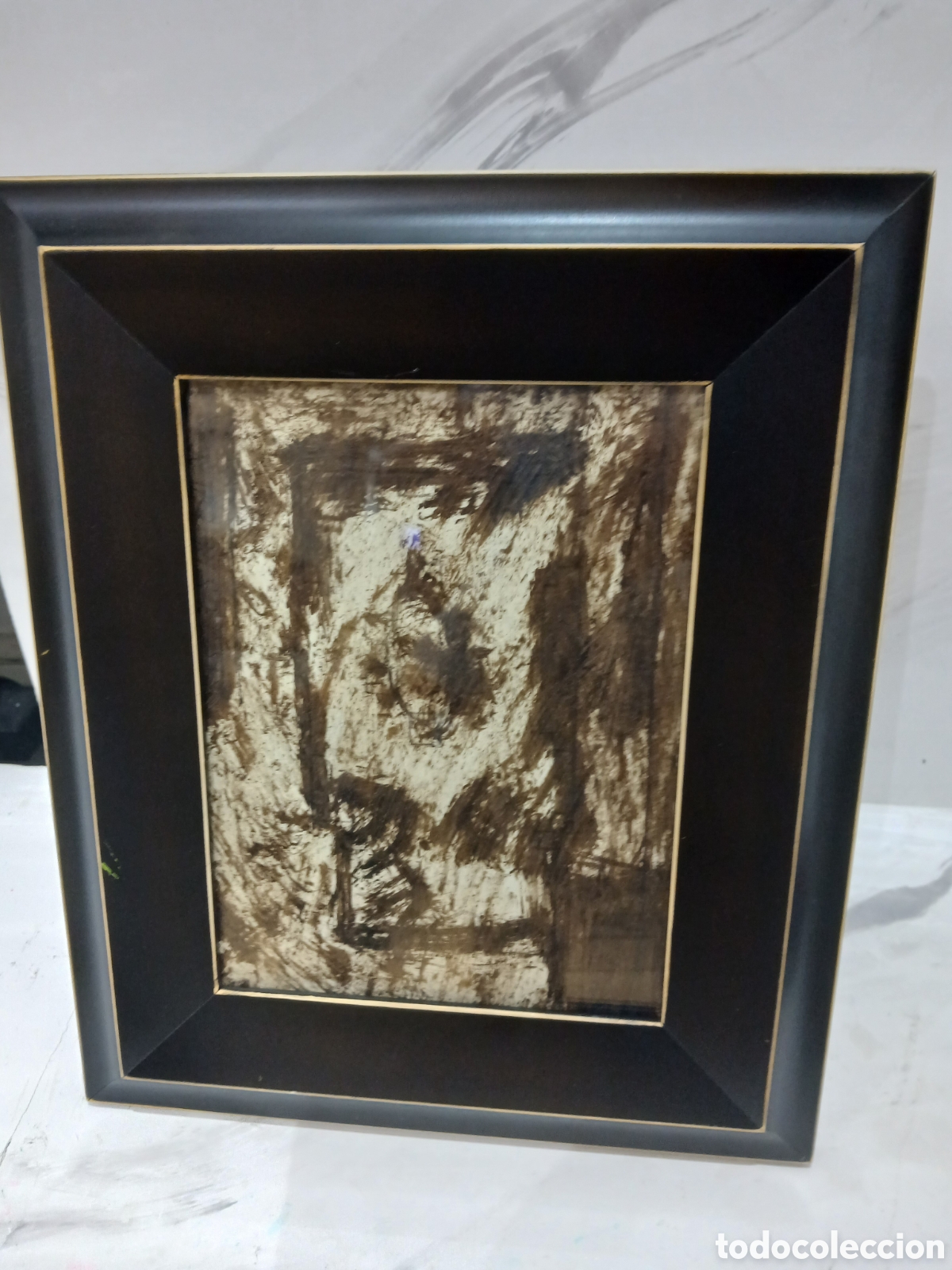 Arte: Acurela antigua sin identificar enmarcado
