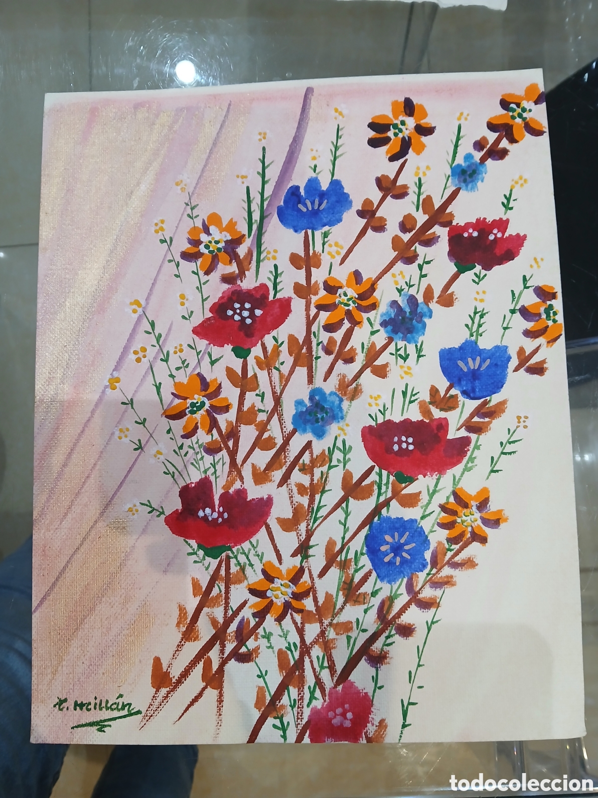 Arte: Dibujo acurela firmado millan