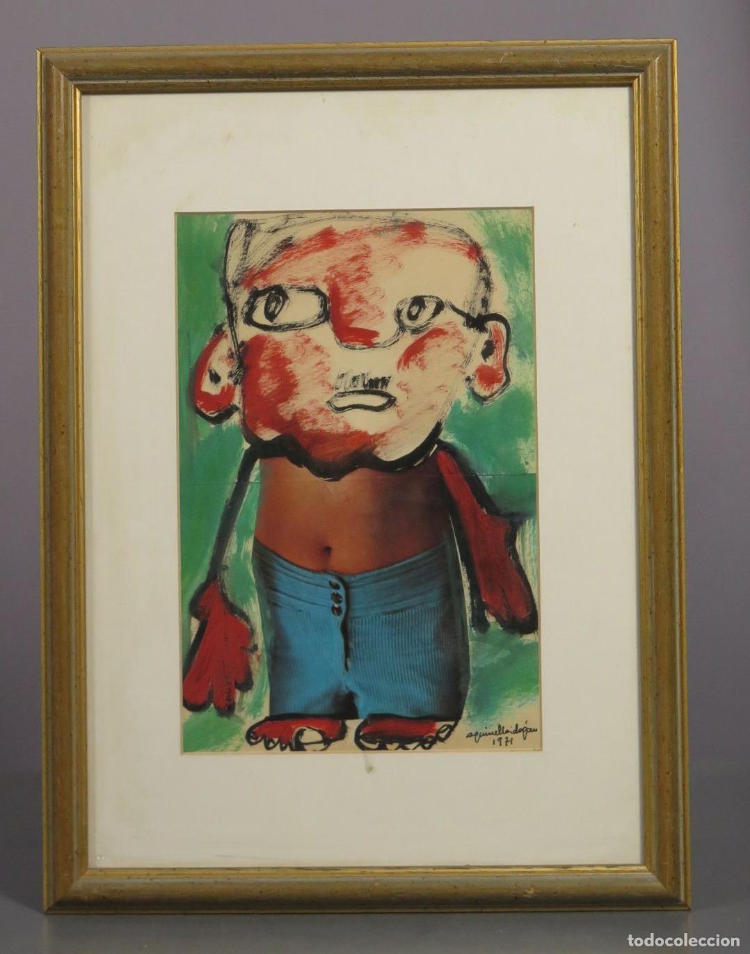 Arte: COLLAGE EXPRESIONISTA. RETRATO DE HOMBRE CUERPO DE MUJER. FIRMADAO Y FECHADO. 1971