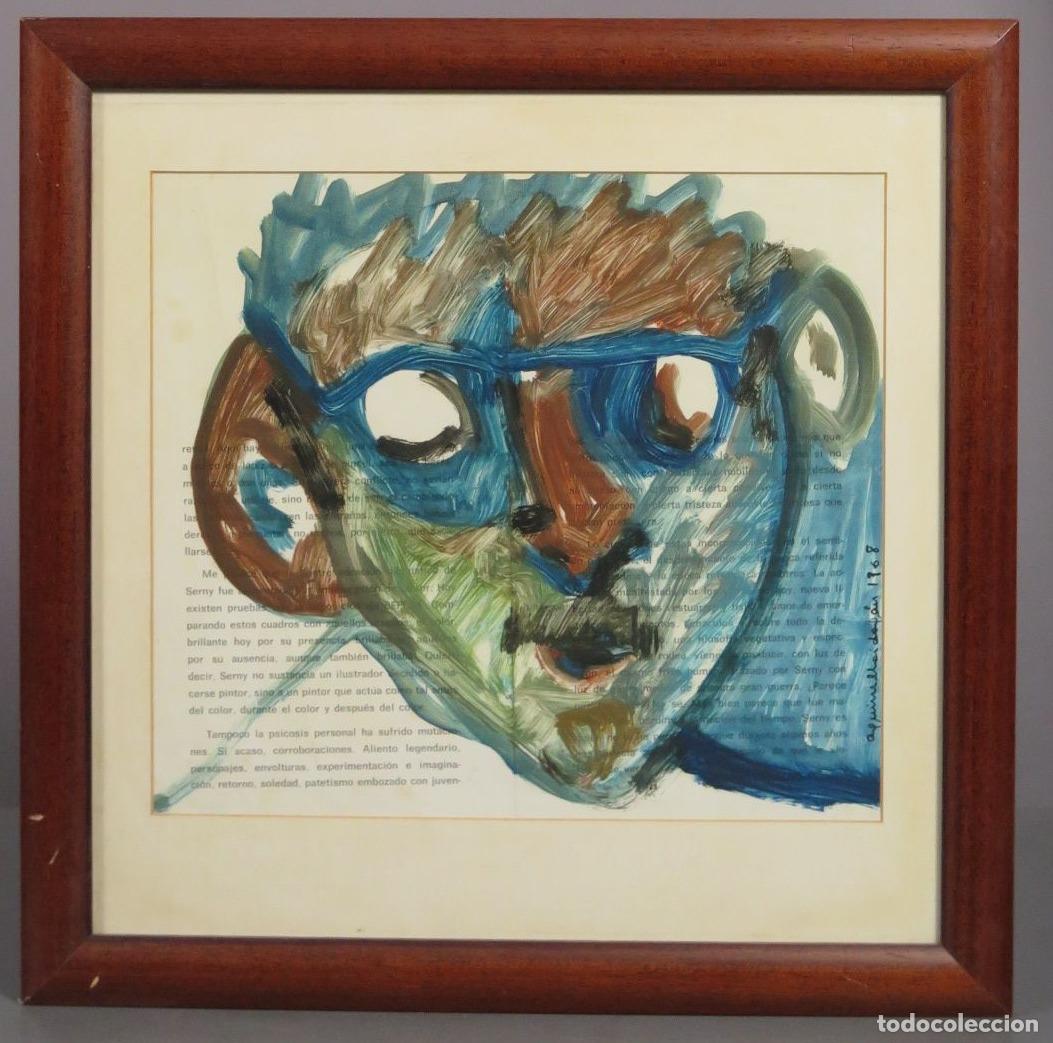 Arte: RETRATO EXPRESIONISTA. INFLUENCIA PETER KEIL. FIRMADO Y FECHADO 1968. ACRILICO S/ PAPEL