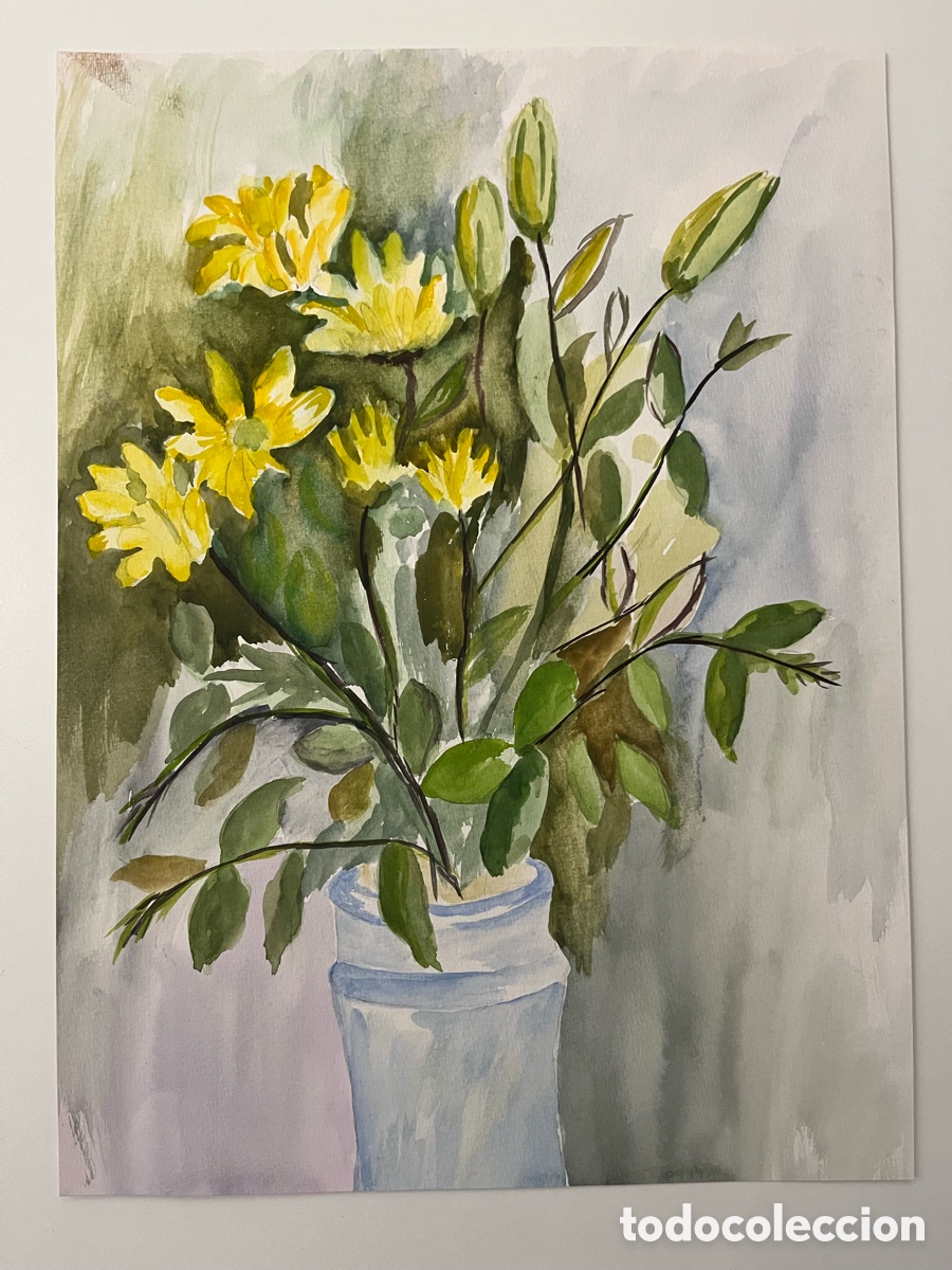 Arte: Pintura Dibujo en acuarela sobre papel - Flores
