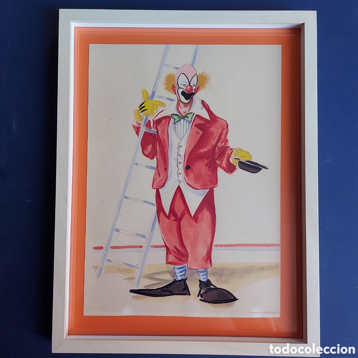 Arte: NOBLOM &rdquo;EL PAYASO CON LA ESCALERA&rdquo; ACUARELA - Foto 2