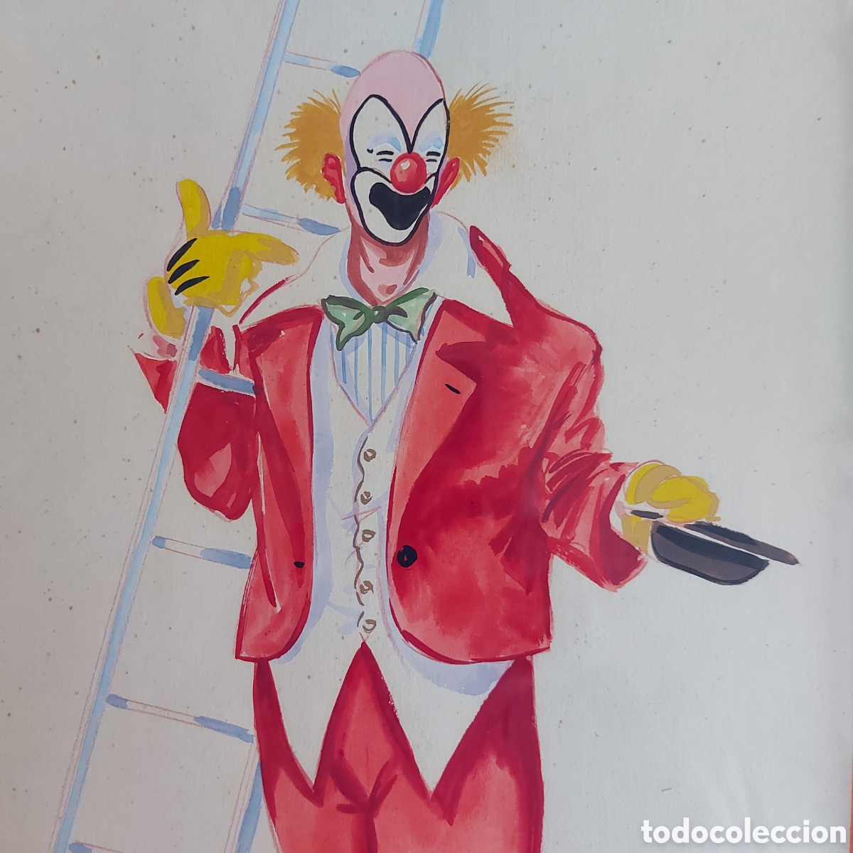Arte: NOBLOM &rdquo;EL PAYASO CON LA ESCALERA&rdquo; ACUARELA - Foto 3