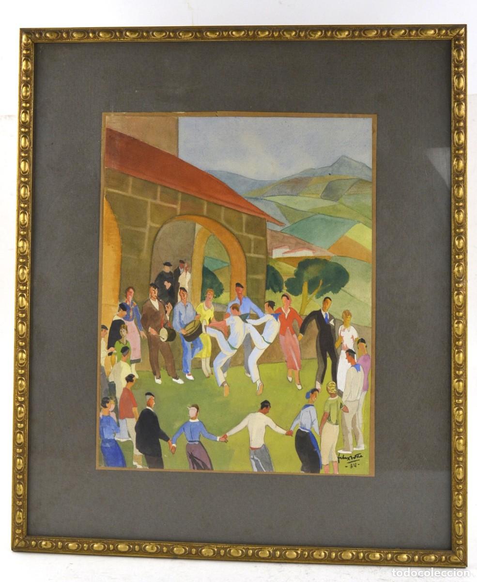 Art: F&eacute;lix Arteta y Errasti, celebraci&oacute;n, baile tradicional vasco, 1934, acuarela sobre papel, firmada.