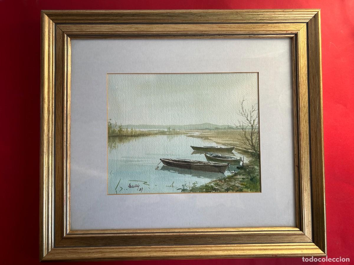 Kunst: Acuarela de Jos&eacute; Estell&eacute;s Herrero - Albufera de Valencia 1987