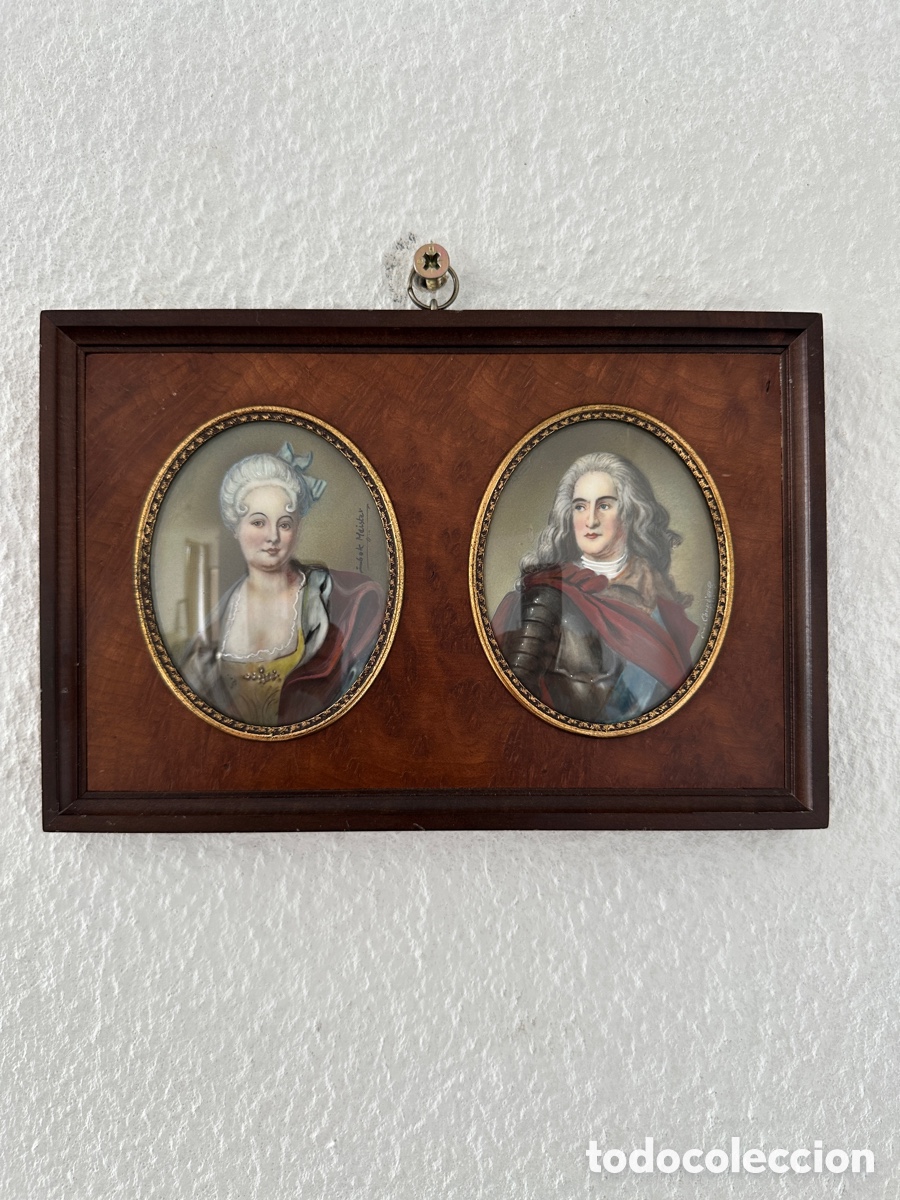 Kunst: August der Starke & historische Dame &ndash; 2 handgemalte Portr&auml;ts