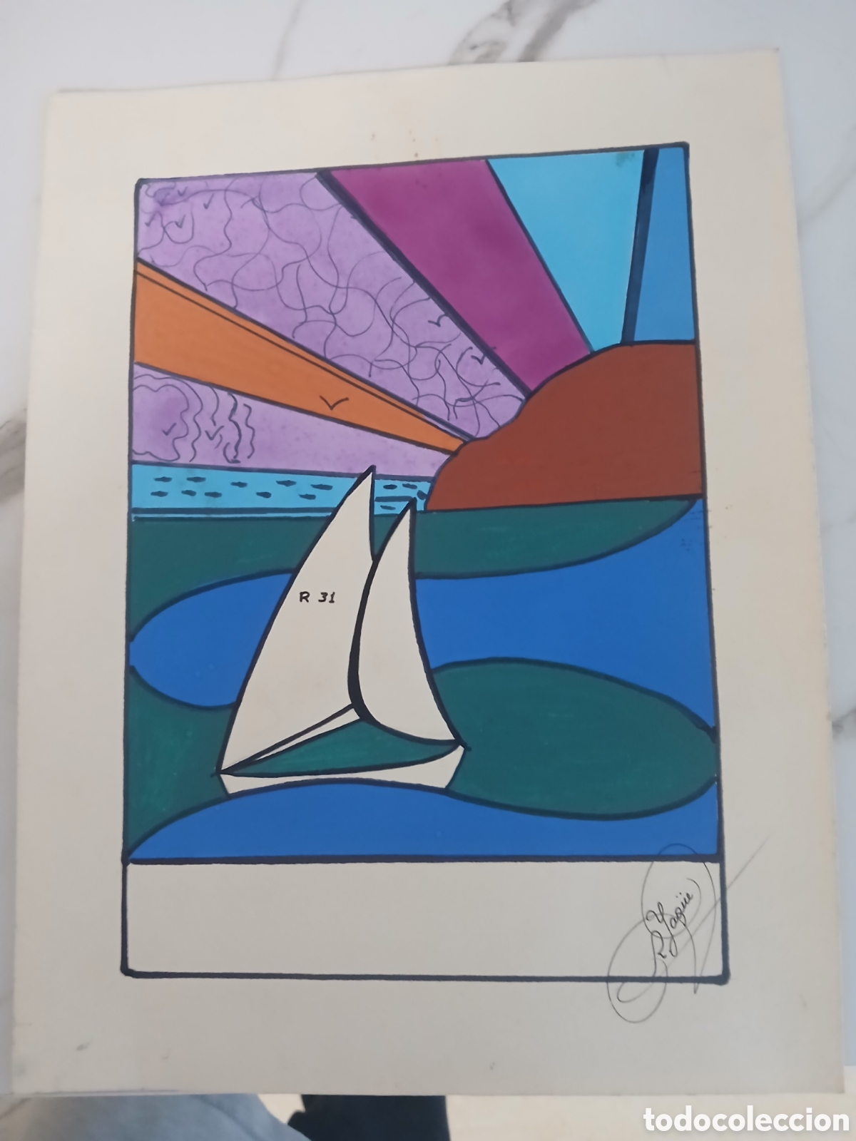 Kunst: Dibujo acurela original rosa yague