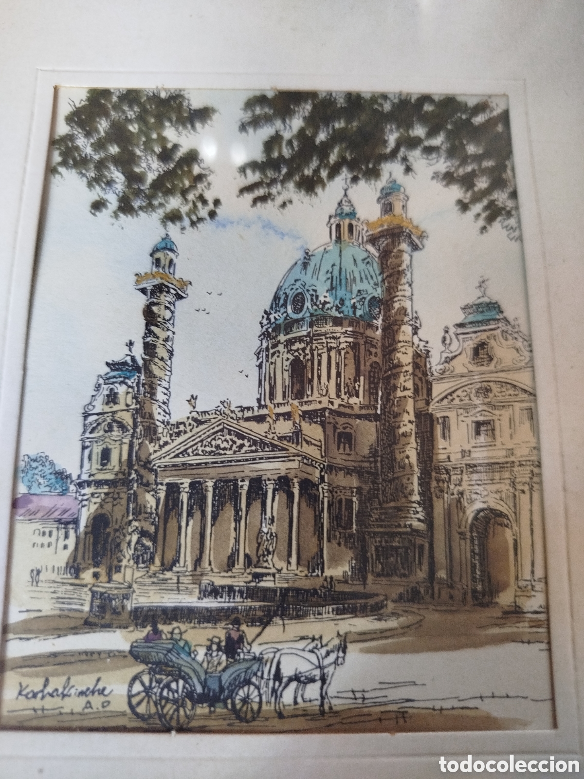 Arte: L&aacute;mina Karlskirche Viena Austria Cuadro