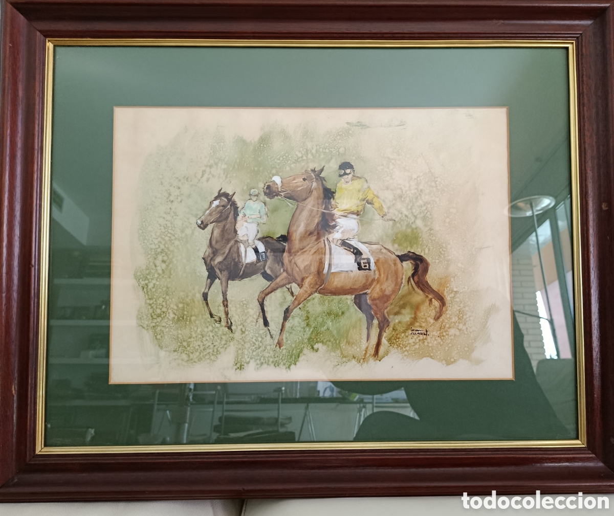 Art: ACUARELA Carrera de caballos del pintor Joan Albert Sol&eacute;.