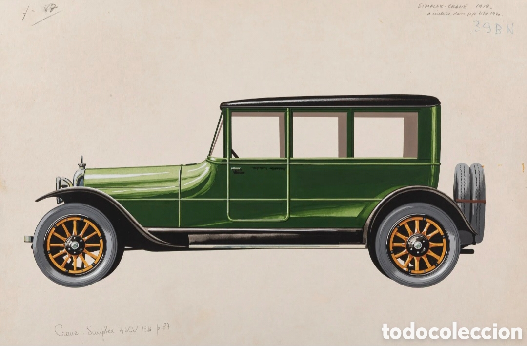 Arte: Pierre DUMONT Crane-Simplex 46cv 1918 - Gouache sobre cartulina 33 x 49,5 cms- Bibliograf&iacute;a DUMONT