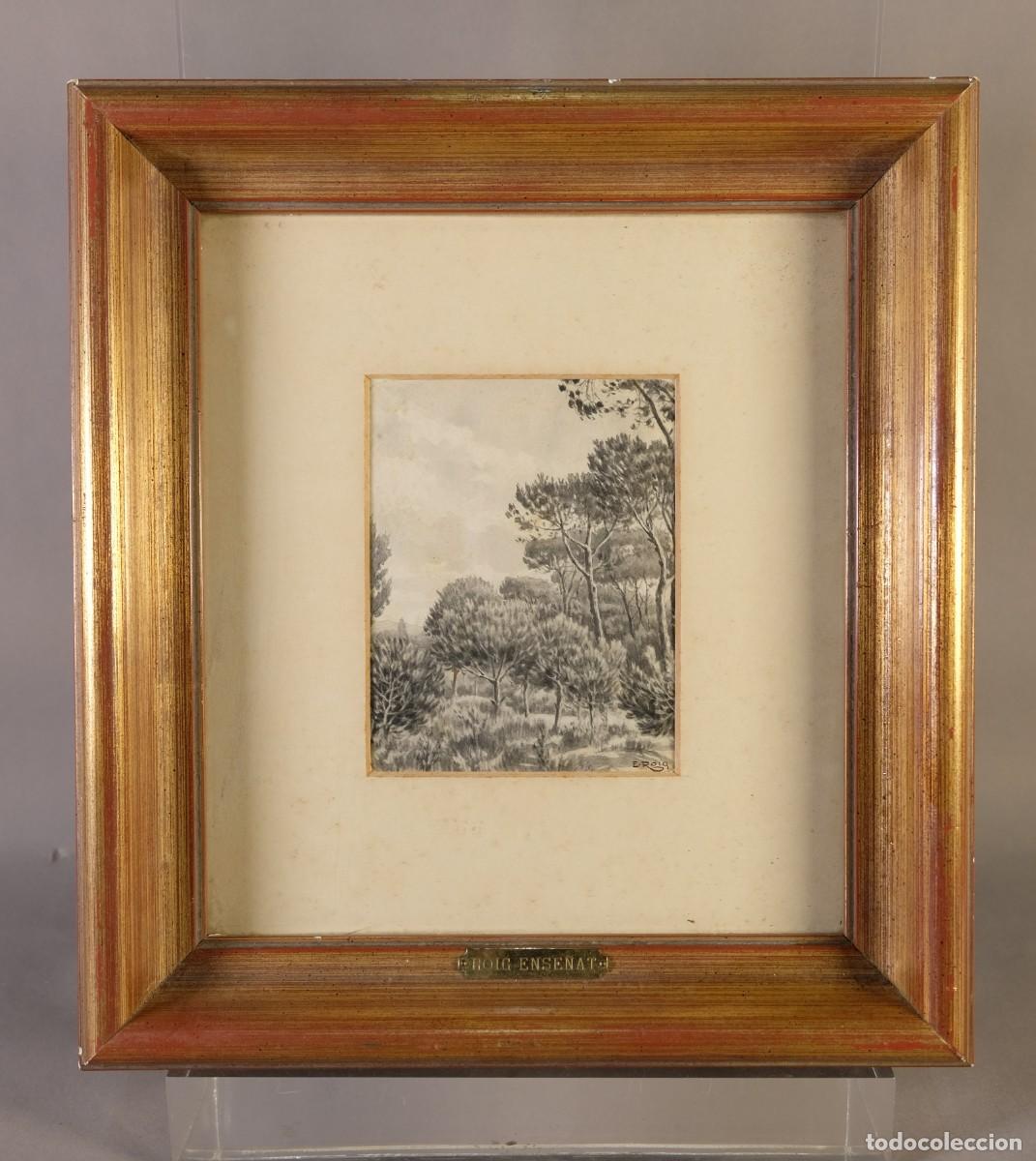 Art: EDUARD ROIG ENSE&Ntilde;AT (BARCELONA, 1870-1949) Acuarela sobre papel &rdquo;Paisaje campo&rdquo; Firmado.