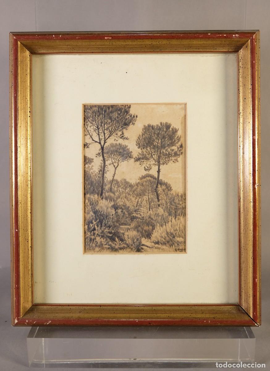 Art: EDUARD ROIG ENSE&Ntilde;AT (BARCELONA, 1870-1949) Acuarela sobre papel &rdquo;Paisaje campo&rdquo; Firmado.