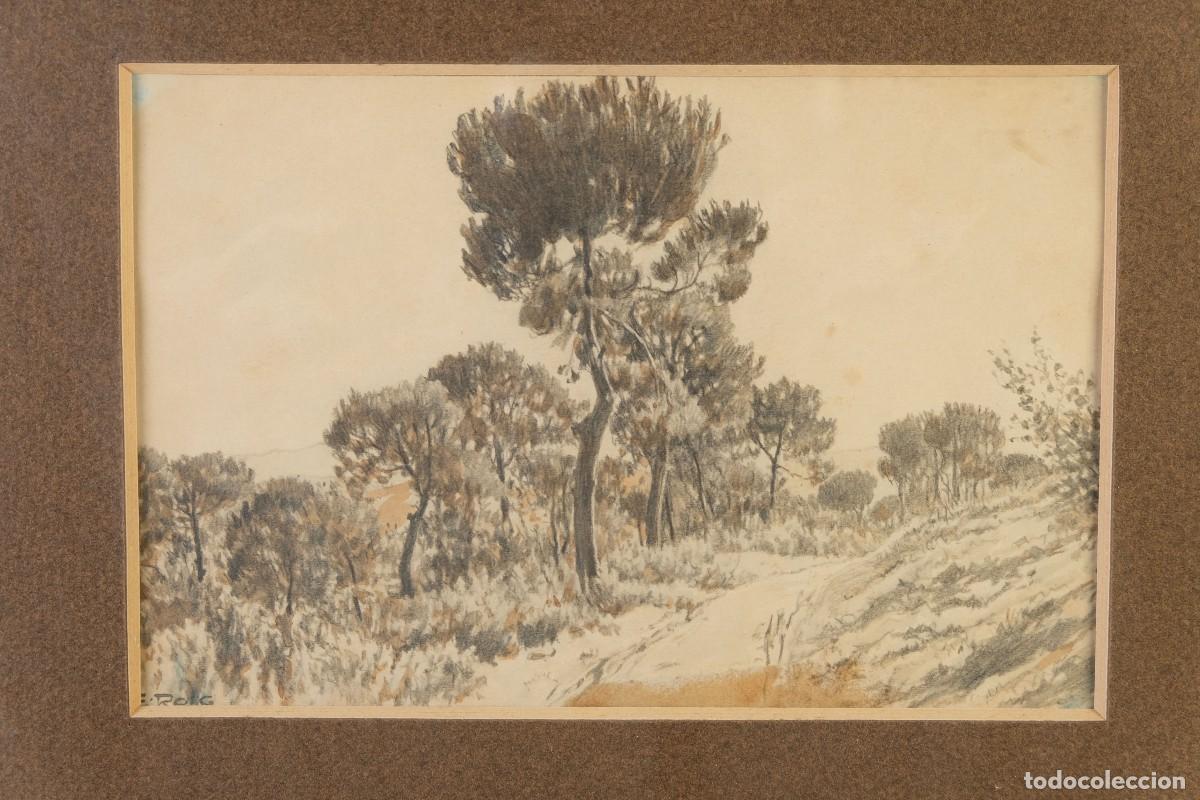 Art: EDUARD ROIG ENSE&Ntilde;AT (BARCELONA, 1870-1949) Acuarela sobre papel &rdquo;Paisaje campo&rdquo; Firmado.